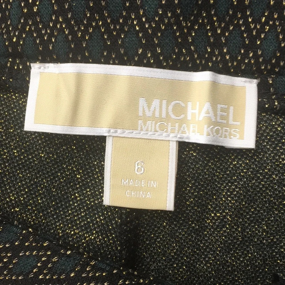 Michael Kors Metallic Geo Diamond Print Pants Sz 6‎ - Picture 6 of 8